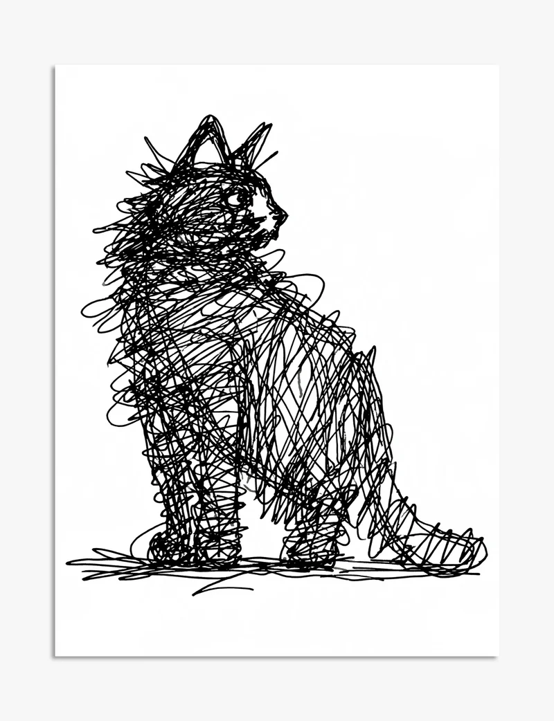 Scribble Cat Art Print