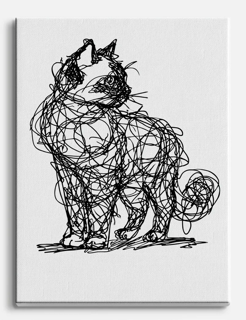 Scribble Cat Canvas Print