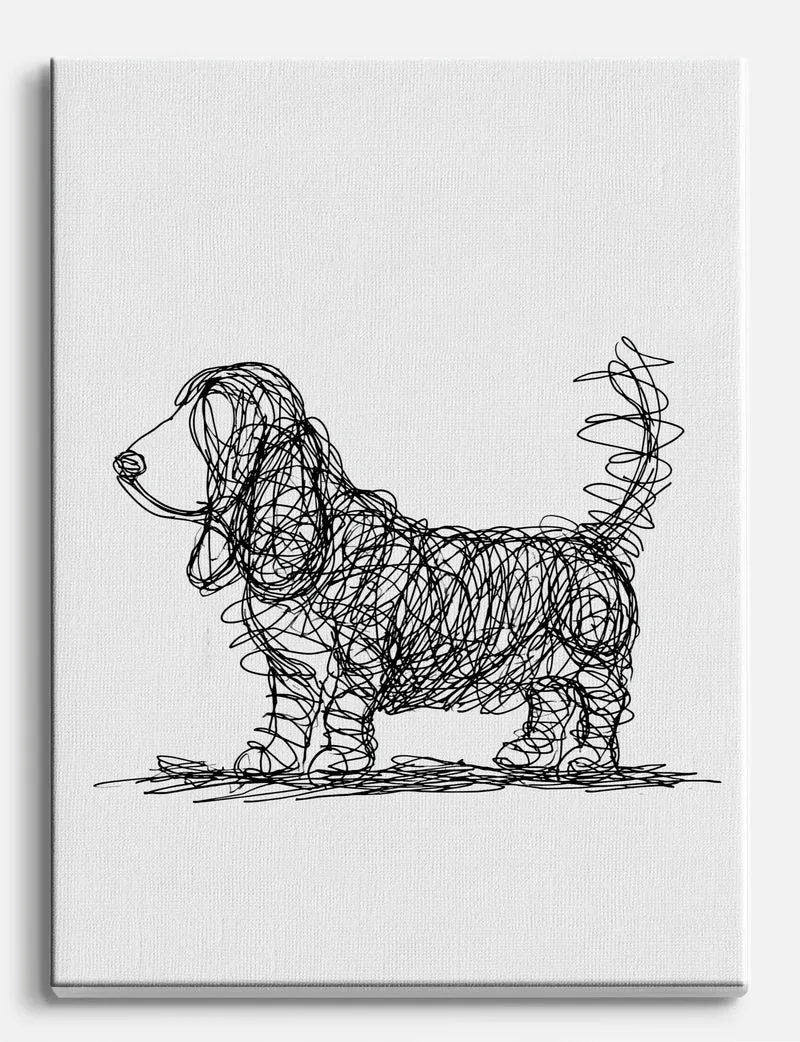 Basset Hound Scribble Canvas Print