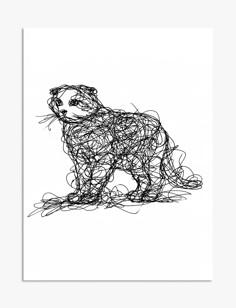 Scribbled Scottish Fold Cat Art Print