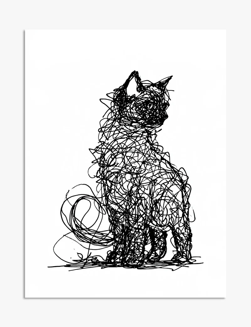 Scribble Cat Art Print