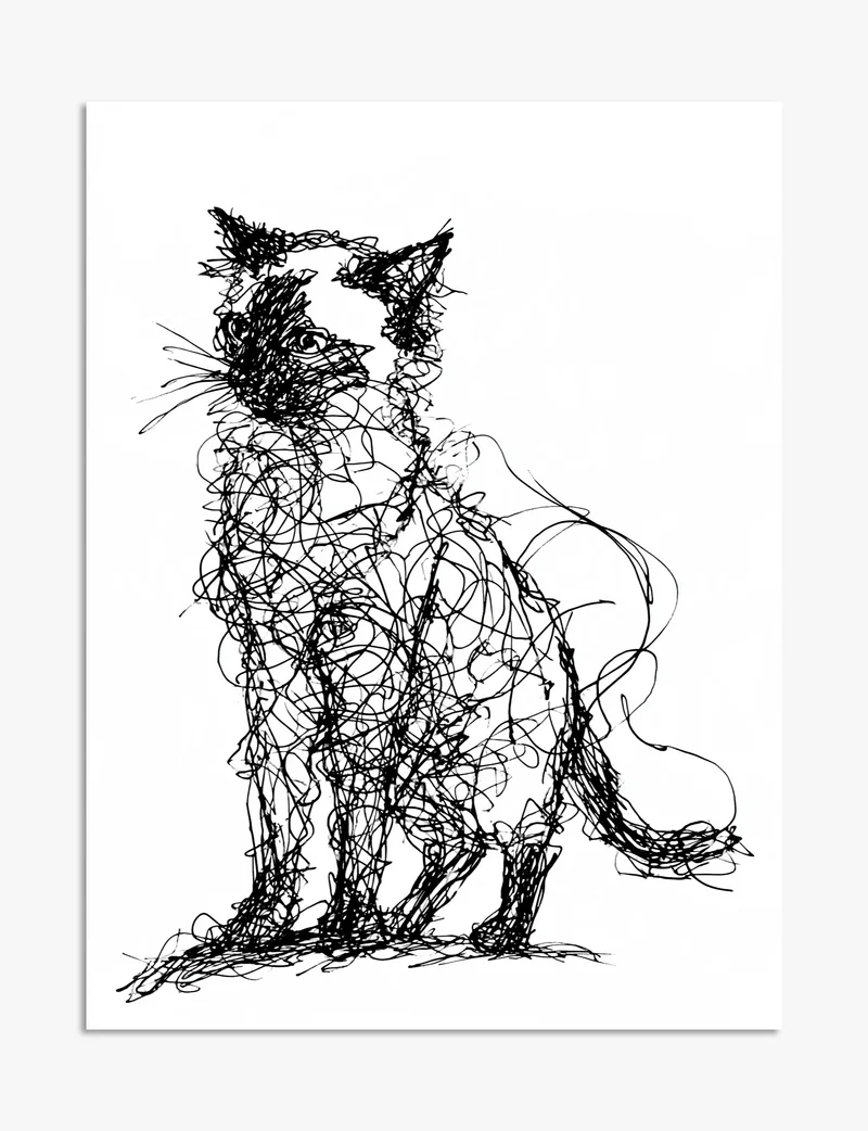 Scribbled Cat Art Print