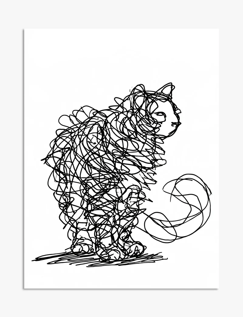 Scribbled Ragdoll Cat Art Print