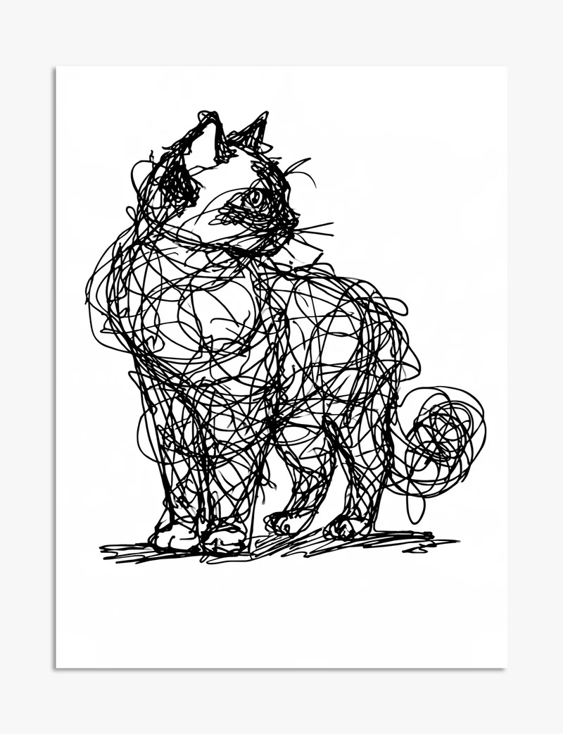 Scribble Cat Art Print