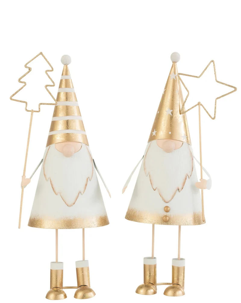 Große Weihnachtswichtel Dekofiguren im Set mit Gold-Akzenten - 30 cm hoch