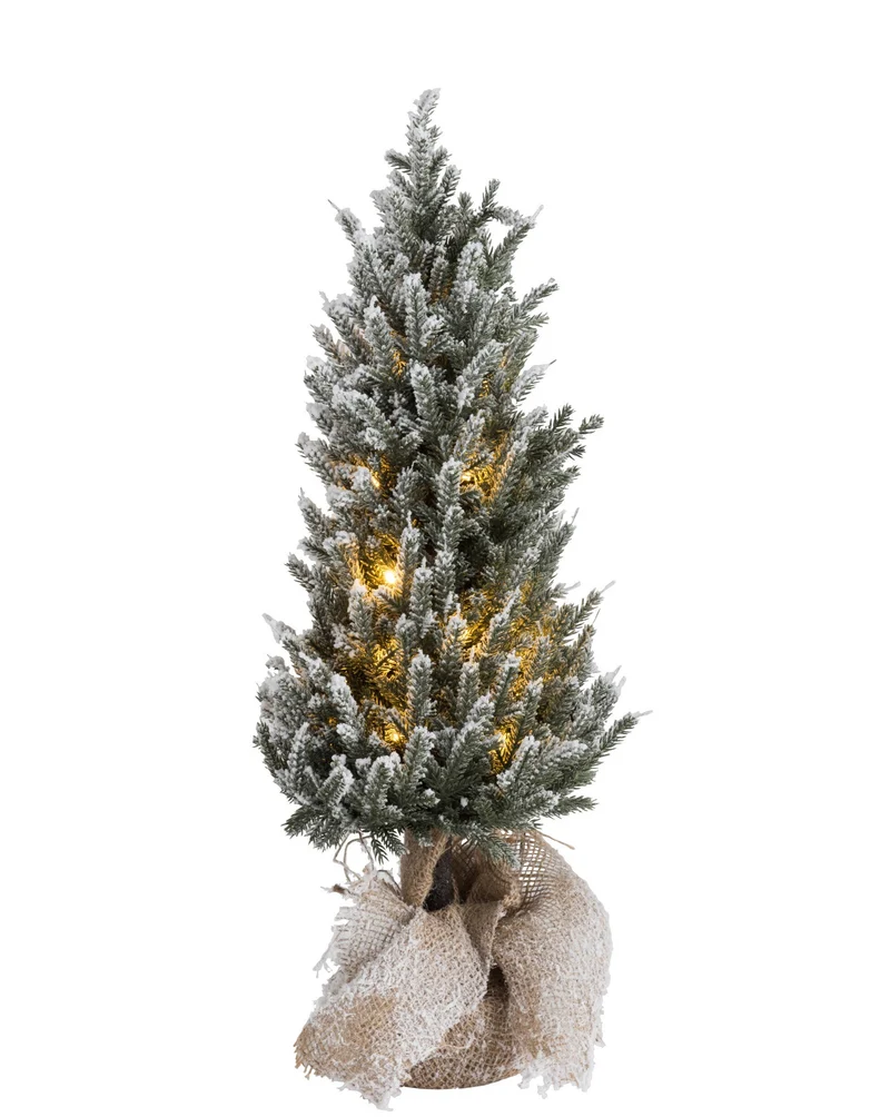 2er Set LED Weihnachtsbäume im Topf, Kunststoff Grün
