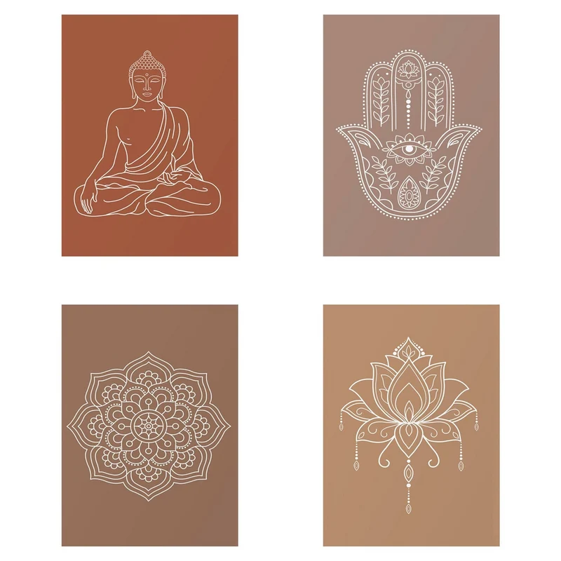 Poster Yoga Mandala Lotus Blume und Hand Fatima als Deko Print ohne Rahmen