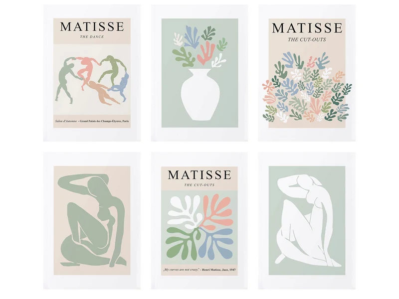 Poster Matisse Blumen Körper| Bilder Wohnzimmer | Wandbilder Schlafzimmer | Deko Print ohne Rahmen | Bilder Matisse Beige