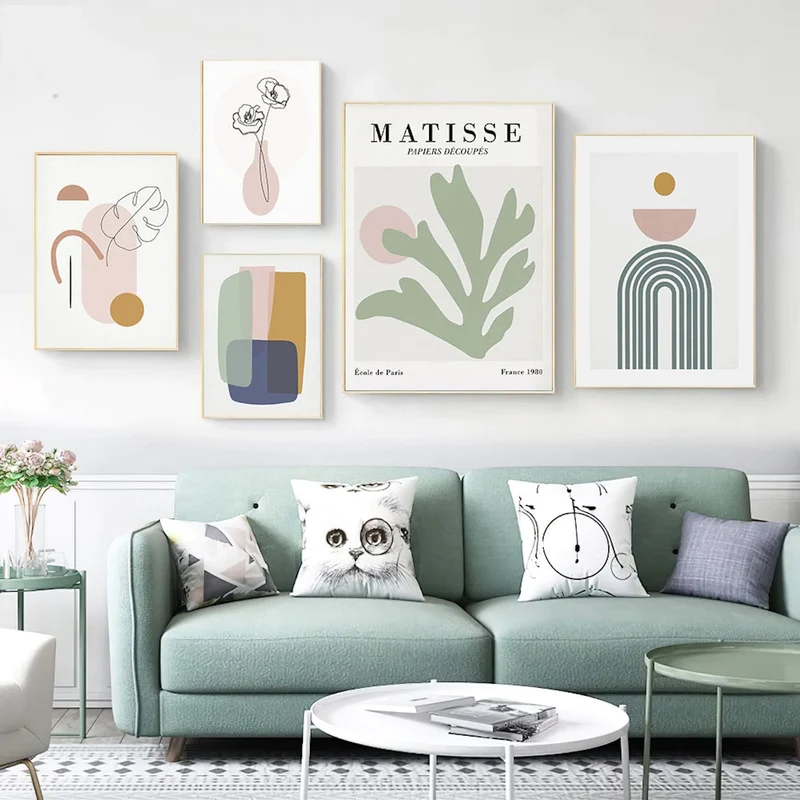Poster Matisse Blätter Blumen Abstrakt | Bilder Wohnzimmer | Wandbilder Schlafzimmer | Deko Print ohne Rahmen | Bilder Matisse Grün