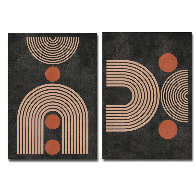 Poster Boho Halbkreis Bogen Linien Form und Kreise als Deko Print ohne Rahmen
