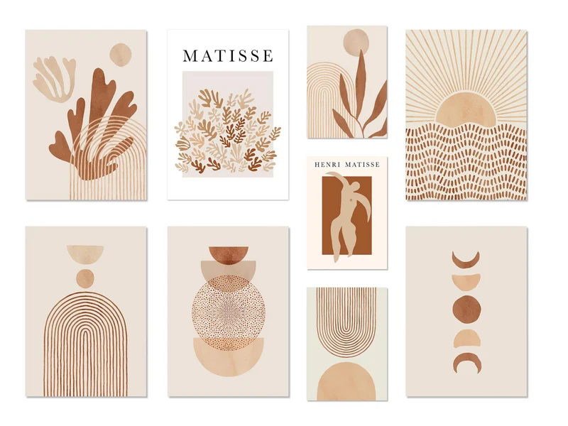 Poster Boho Sonne Linien und Geometrische Formen als Deko Print ohne Rahmen