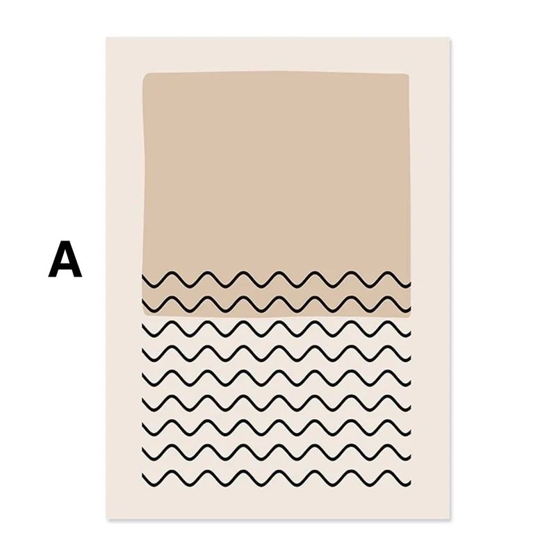 Poster Abstrakte Formen in Beige Braun und Linien Punkt Muster als Deko Print ohne Rahmen