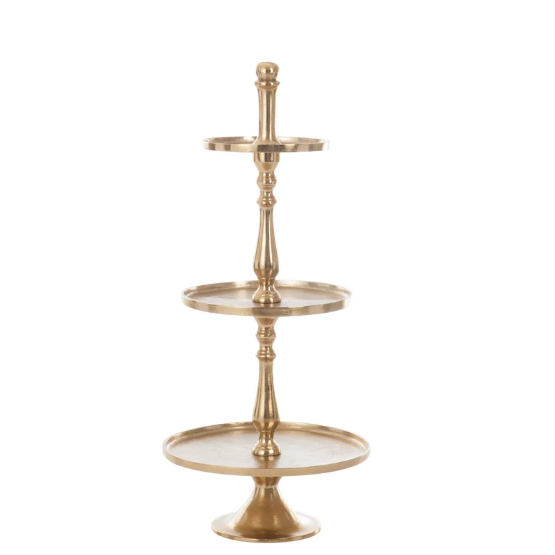 Elegante Etagere 'Golden Harmony' - Tablett mit 3 Ebenen aus goldfarbenem Aluminium