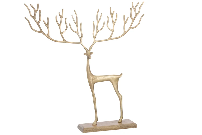 Goldenes Rentier Hirsch mit Grafischem Geweih