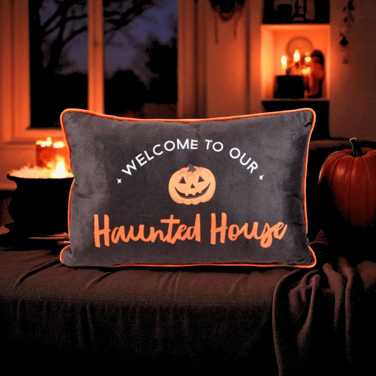 Halloween Kissen Haunted House – Rechteckige Spooky Deko