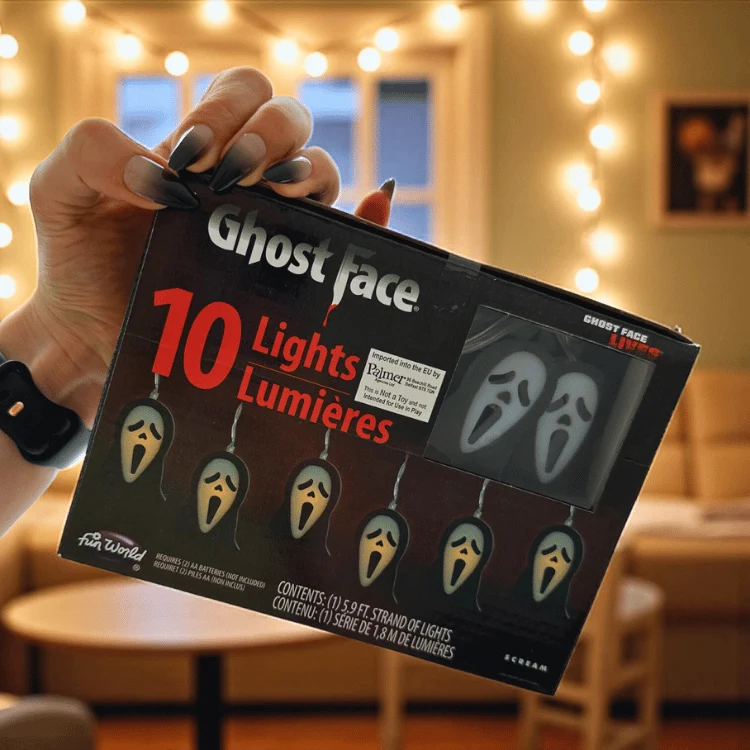 Ghost Face Lichterkette – LED Dekolichter mit Horror-Flair