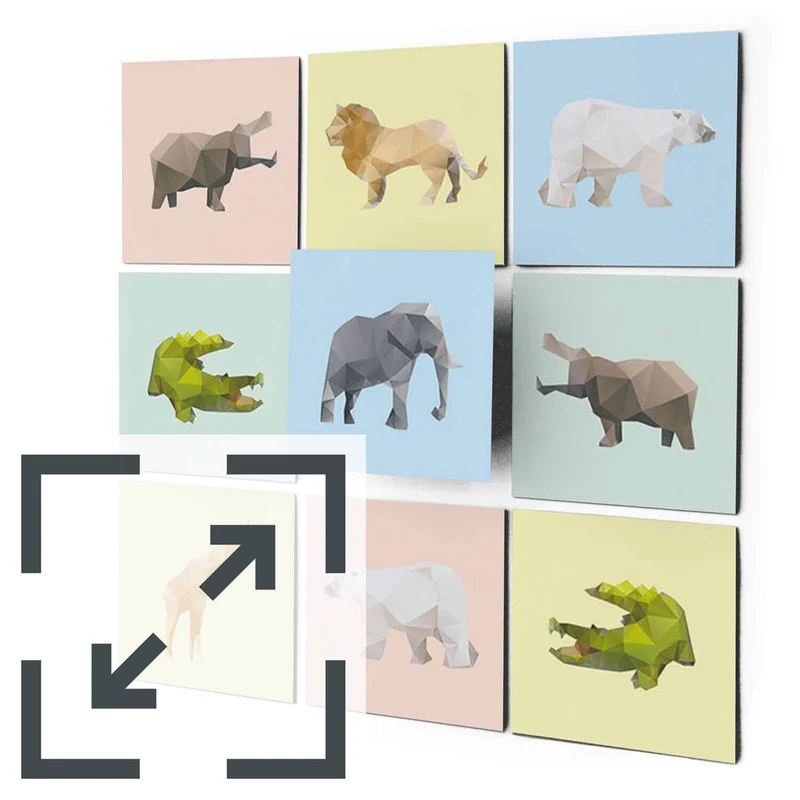 Eigene Größe - Fliesenaufkleber Set - Design: Origami Tiere