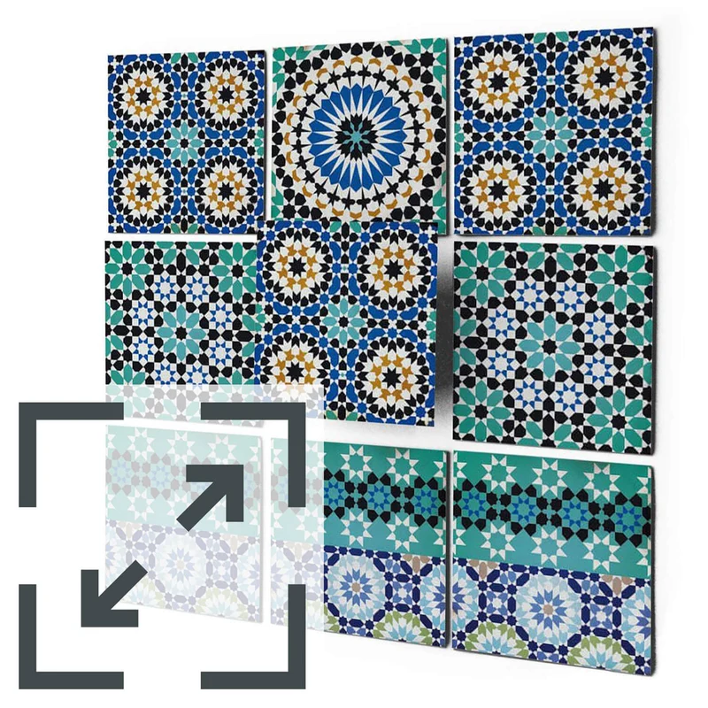 Eigene Größe - Fliesenaufkleber Set - Design: Tuerkisches Mosaik