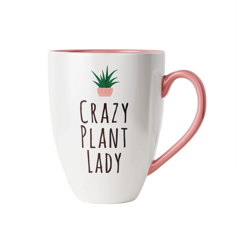 Plant Lady Mug with Pink Handle