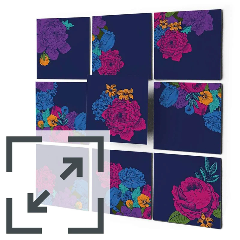 Eigene Größe - Fliesenaufkleber Set - Design: Blumenmuster