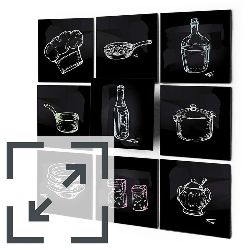 Eigene Größe - Fliesenaufkleber Set - Design: Kochspaß