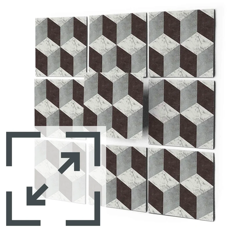 Eigene Größe - Fliesenaufkleber Set - Design: Marmor Cubes