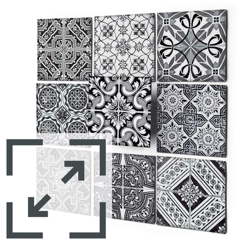 Eigene Größe - Fliesenaufkleber Set - Design: Black n White