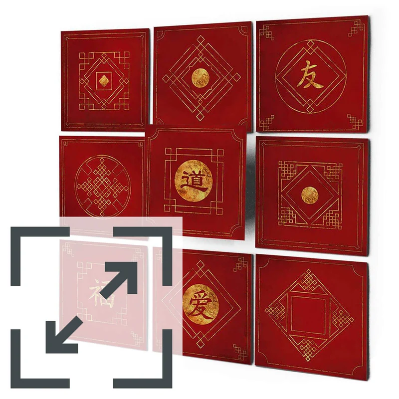 Eigene Größe - Fliesenaufkleber Set - Design: Chinese Tiles