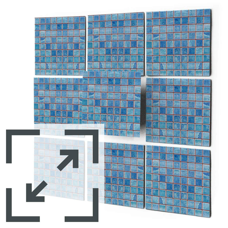 Eigene Größe - Fliesenaufkleber Set - Design: Mosaik Blau