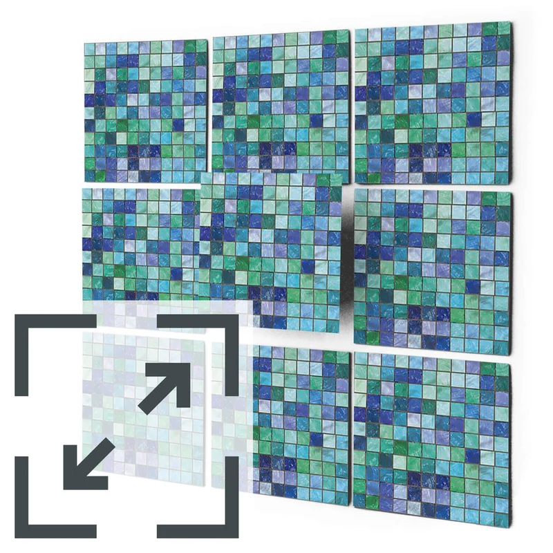 Eigene Größe - Fliesenaufkleber Set - Design: Mosaik Grün-Blau