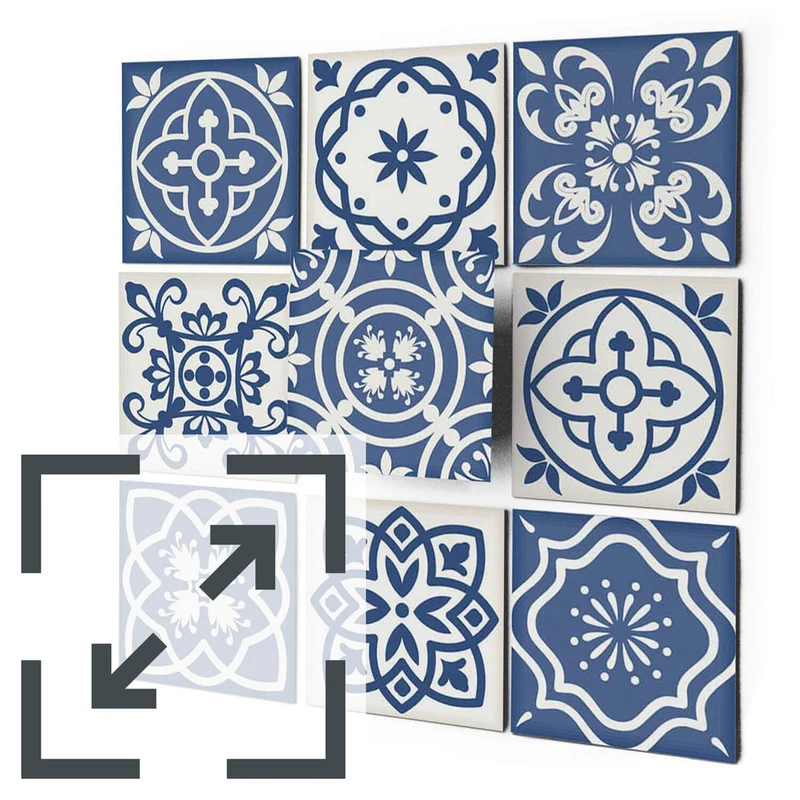 Eigene Größe - Fliesenaufkleber Set - Design: Nordic Blue Fliesen