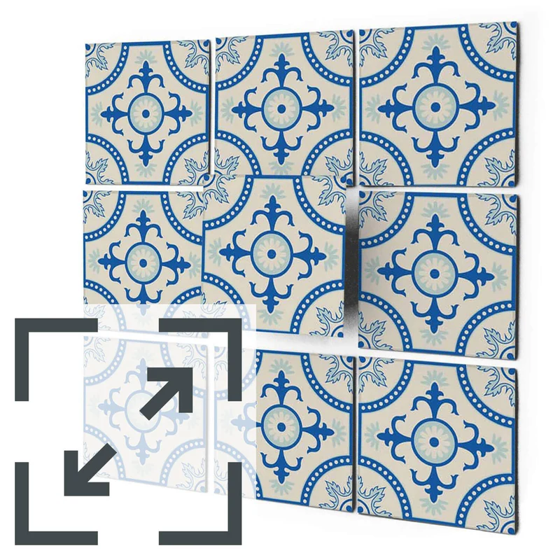 Eigene Größe - Fliesenaufkleber Set - Design: Blue Pattern Line