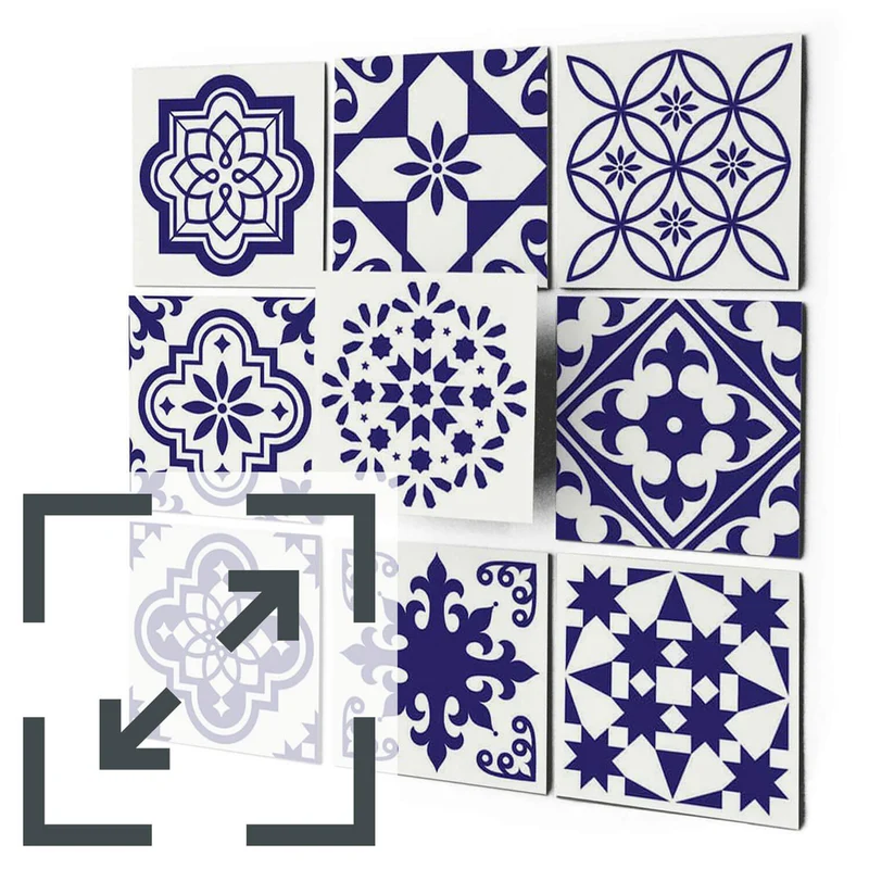 Eigene Größe - Fliesenaufkleber Set - Design: Azulejo Love