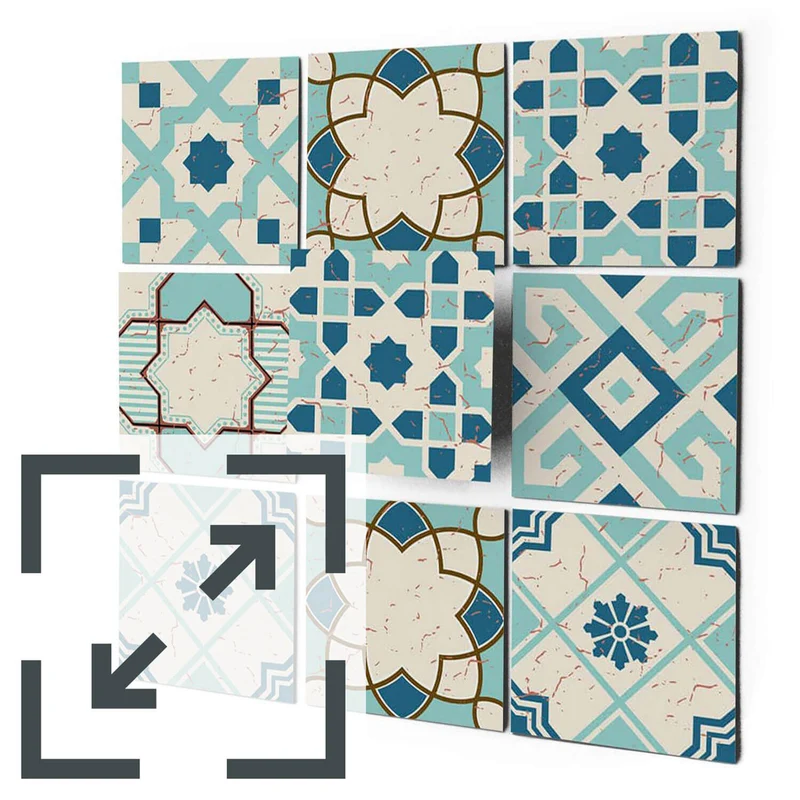 Eigene Größe - Fliesenaufkleber Set - Design: Mediterranean Tile Set - Emerald Green