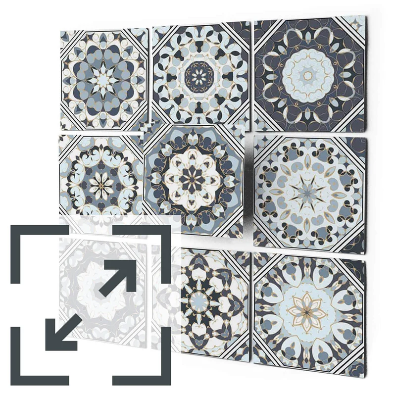 Eigene Größe - Fliesenaufkleber Set - Design: Grey Patternstyle