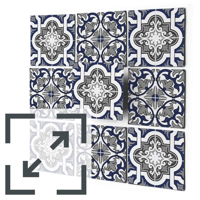 Eigene Größe - Fliesenaufkleber Set - Design: Azulejo Classic
