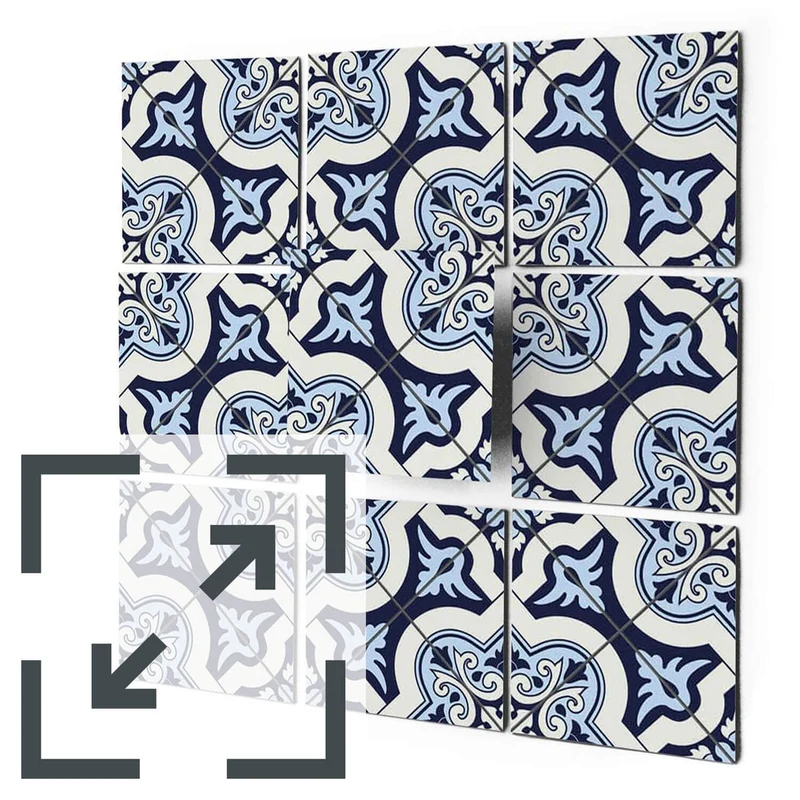 Eigene Größe - Fliesenaufkleber Set - Design: Azulejo Cross
