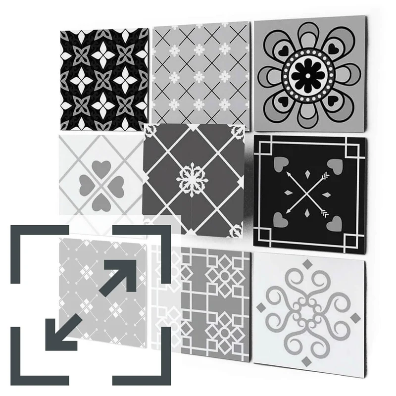 Eigene Größe - Fliesenaufkleber Set - Design: Grey Love