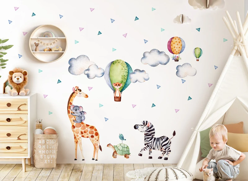 Wandtattoo Safari Party Giraffe Zebra DK1072