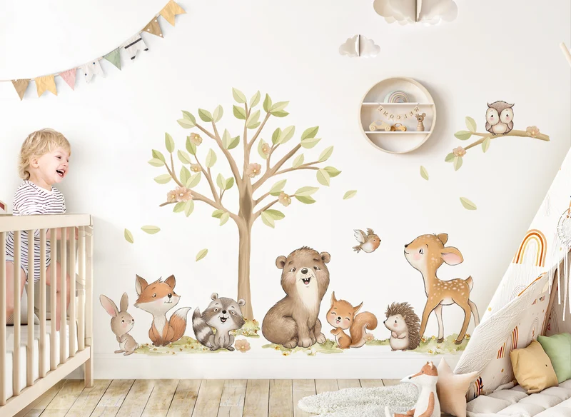 Wandtattoo Waldtiere Bär Reh DK1147