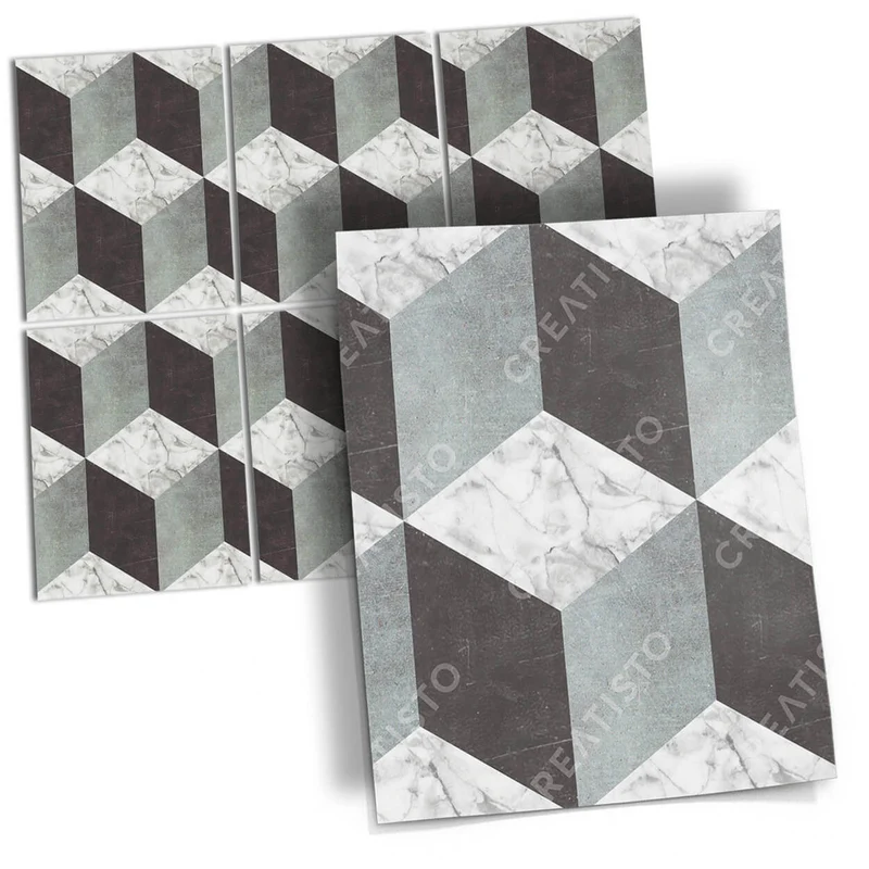 Musterfolie Fliesenaufkleber Set [rechteckig] - Design: Marmor Cubes