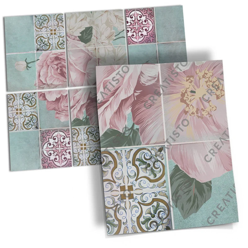 Musterfolie Fliesenaufkleber Set [rechteckig] - Design: Durch die Blume