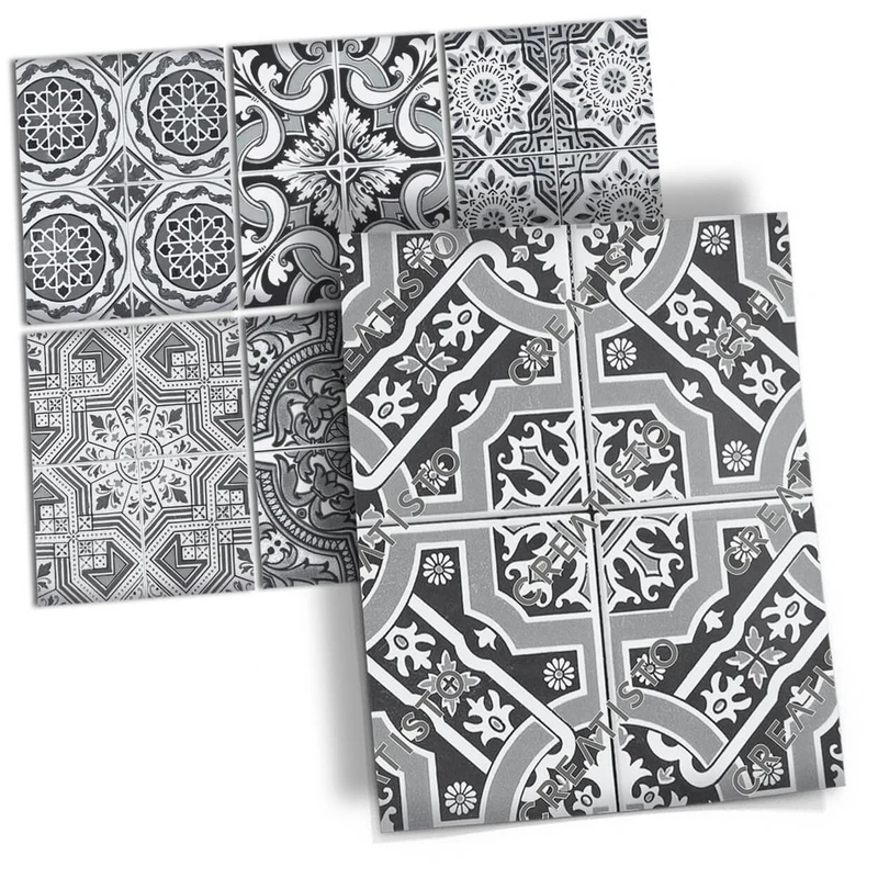 Musterfolie Fliesenaufkleber Set [rechteckig] - Design: Black n White