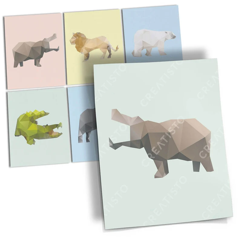 Musterfolie Fliesenaufkleber Set [rechteckig] - Design: Origami Tiere