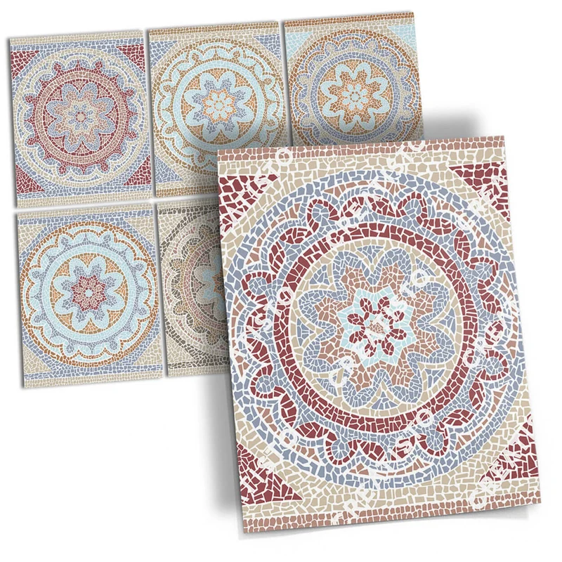 Musterfolie Fliesenaufkleber Set [rechteckig] - Design: Mosaik Afrika