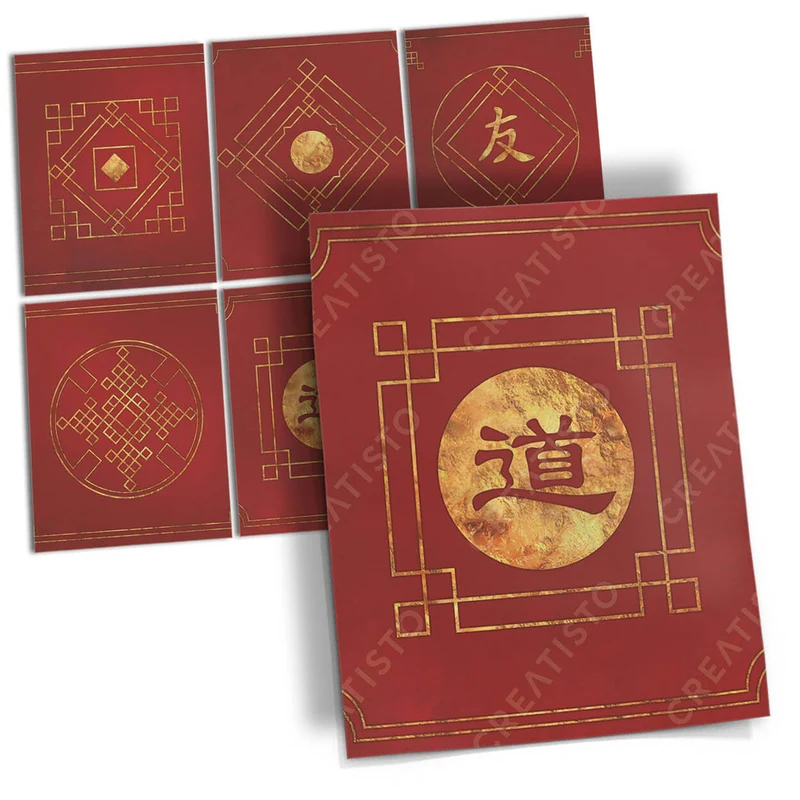 Musterfolie Fliesenaufkleber Set [rechteckig] - Design: Chinese Tiles