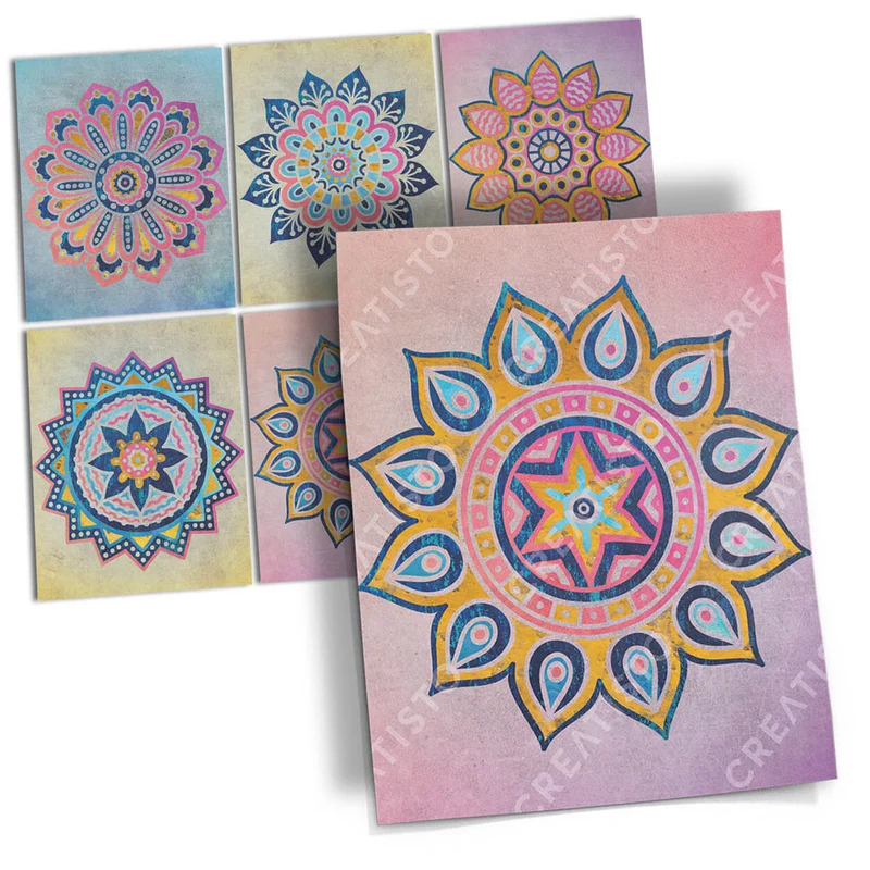 Musterfolie Fliesenaufkleber Set [rechteckig] - Design: Indian Tiles
