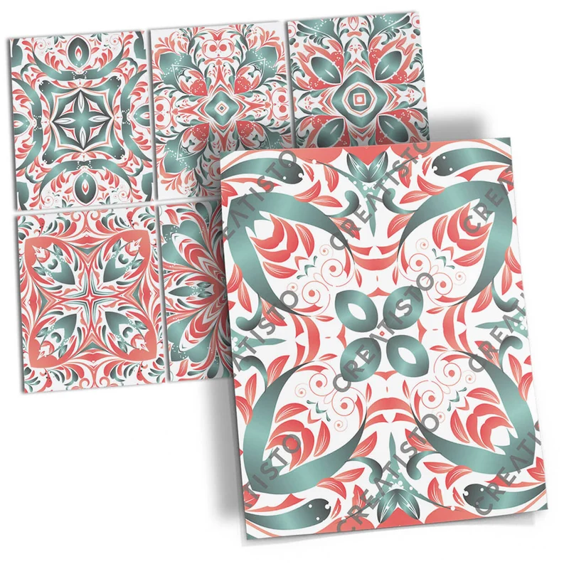 Musterfolie Fliesenaufkleber Set [rechteckig] - Design: Mexican Tiles