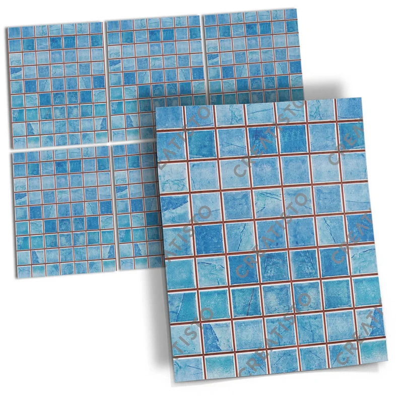 Musterfolie Fliesenaufkleber Set [rechteckig] - Design: Mosaik Blau