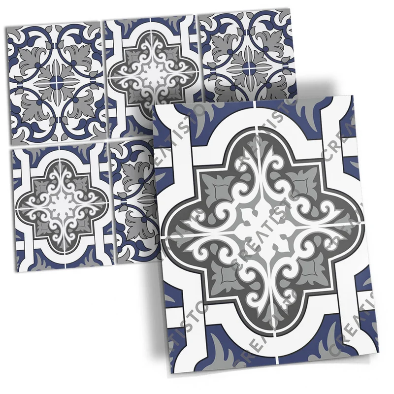 Musterfolie Fliesenaufkleber Set [rechteckig] - Design: Azulejo Classic